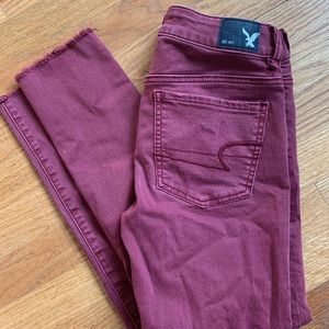 AEO Super Stretch Raw Hem Jeans